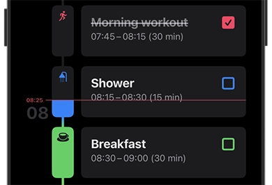timeline view with time blocks