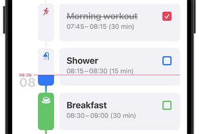 timeline view with time blocks